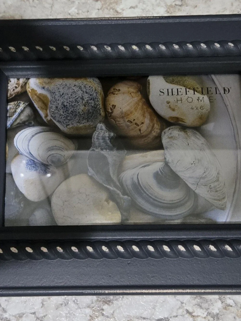 Sheffield Home Blue Decorative Wood Rope Frame